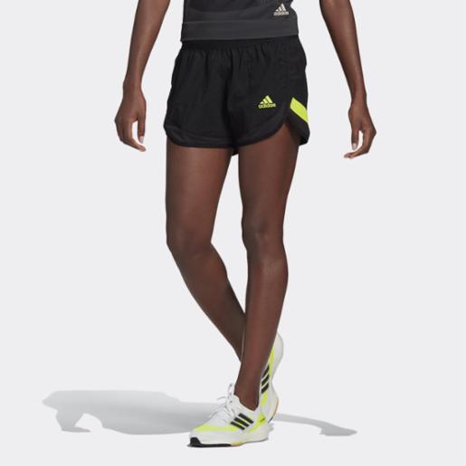 Shorts Running adidas Mujer Ultra Black/Solar Yellow