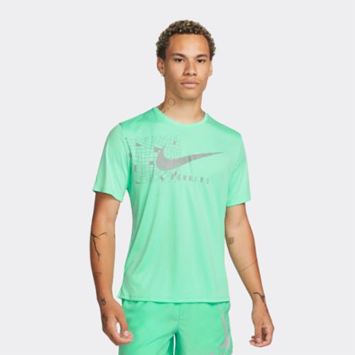 Polera Running Nike Dri-FIT UV Miler Run Division Green Glow/Reflective Silver